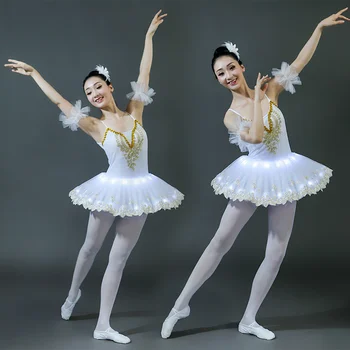 Светящаяся балетная юбка, танцевальное платье, платье для выступлений Tundra swan, женское новое пышное платье, светодиодное платье для выступлений
