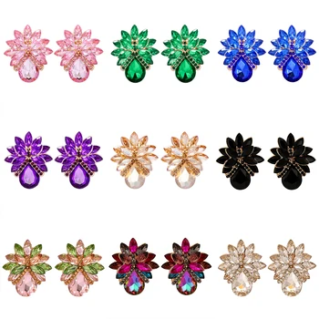 Серьги-гвоздики из горного хрусталя 10 цветов для женщин, роскошные украшения для свадебной вечеринки и выпускного вечера