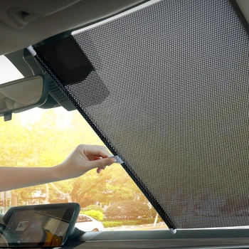 Складные шторы на лобовом стекле автомобиля, Выдвижной солнцезащитный козырек, Летняя теплоизоляция, блокирующий ультрафиолет, солнцезащитный козырек для переднего/заднего стекла автомобиля