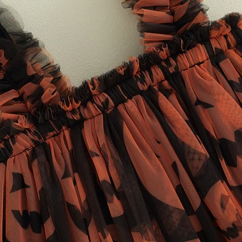 Тюлевое платье для маленьких девочек, платье-пачка с квадратным вырезом и принтом тыквы, без рукавов, Одежда на Хэллоуин