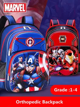 Школьные сумки Disney Marvel для мальчиков 1-3 класса, ортопедический рюкзак для учащихся начальных классов, Железный Человек-паук Большой емкости Mochila